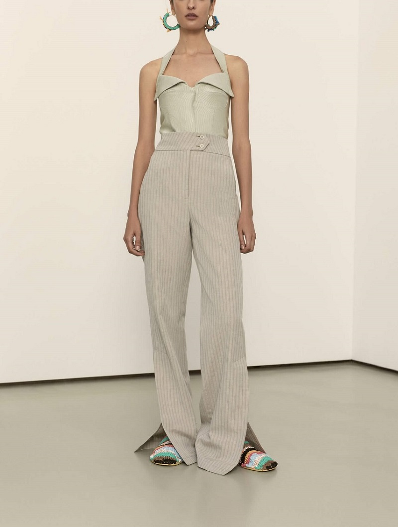 Grey Striped Pants