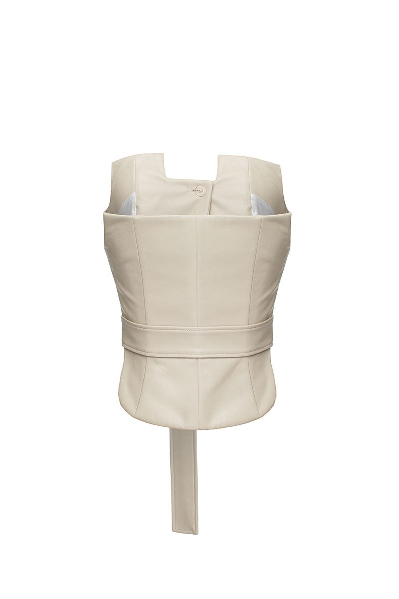 Faux Leather Buttoned Corset