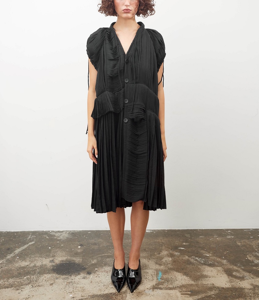 Hand Pleated Midi Dress